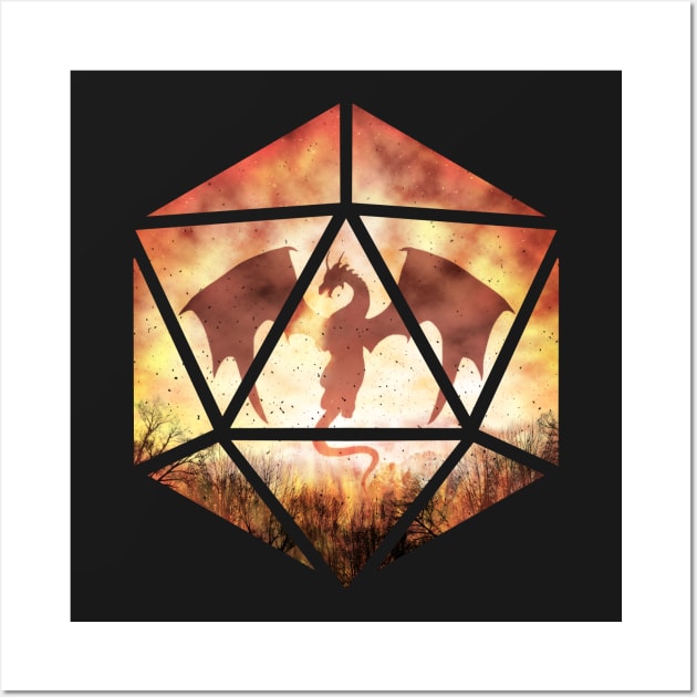 Fire Dragon D20 Wall Art by MaratusFunk